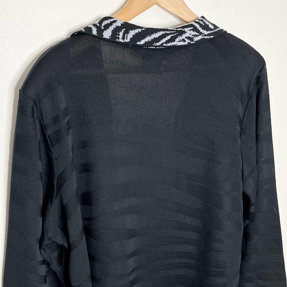 Ming Wang Women's Open Front Cardigan Size XL Black Animal Print Long Sleeve - Picture 6 of 7